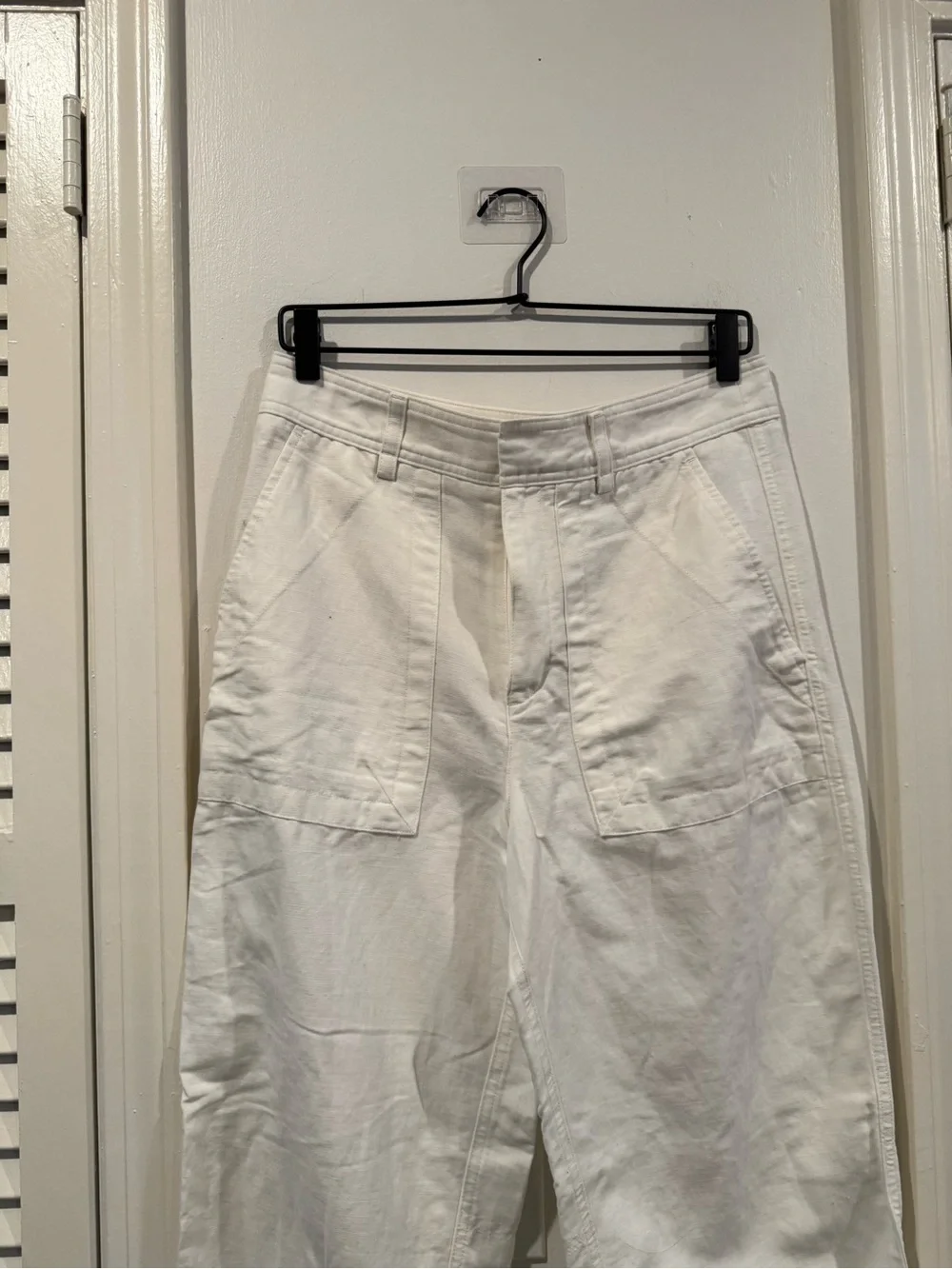 NWT Banana Republic Mya Cotton-Linen Cargo Iced Vanilla Ivory Pants Size 6 long